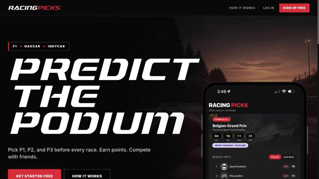 Racing Picks website hero