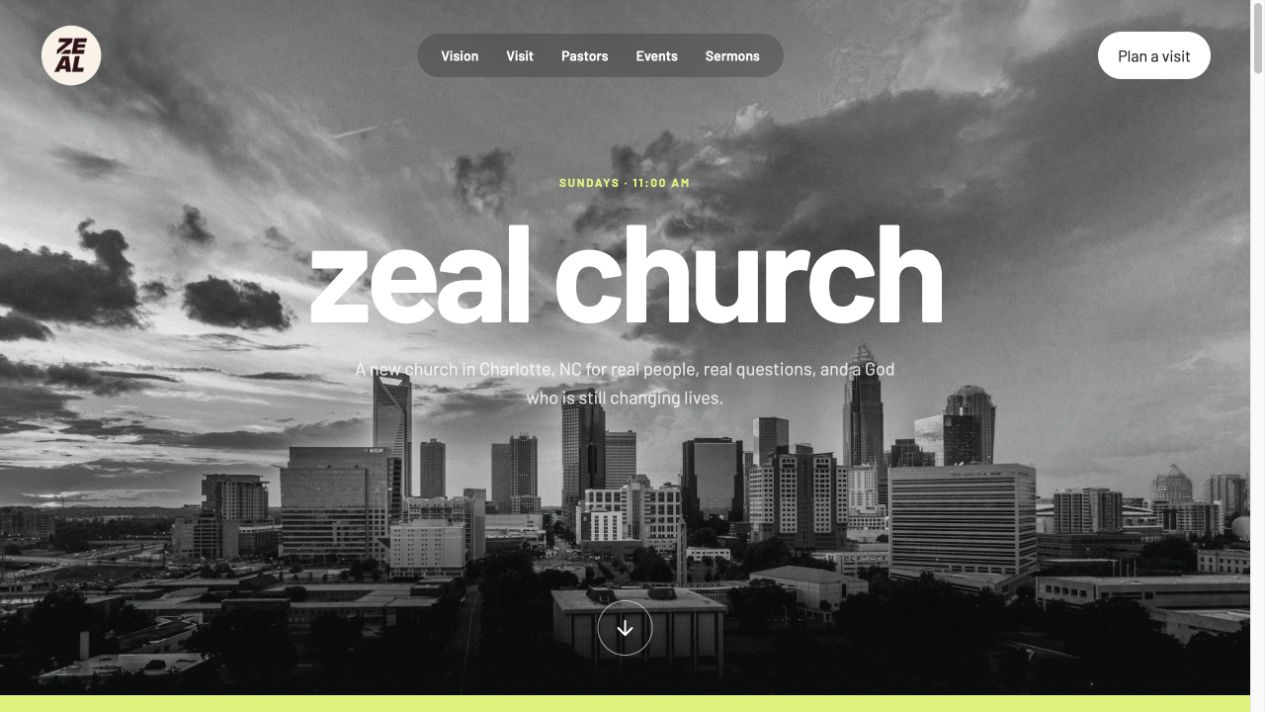 Zeal Church website hero